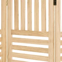 Raumteiler aus Massivholz 120x170 cm - Durchsichtiger Paravent 3 teilig mit offenen Holzstreben - Farbe: Natur