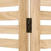 Raumteiler aus Massivholz 120x170 cm - Durchsichtiger Paravent 3 teilig mit offenen Holzstreben - Farbe: Natur