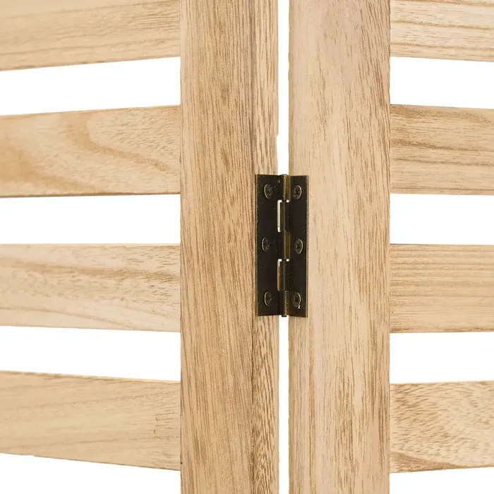 Raumteiler aus Massivholz 120x170 cm - Durchsichtiger Paravent 3 teilig mit offenen Holzstreben - Farbe: Natur