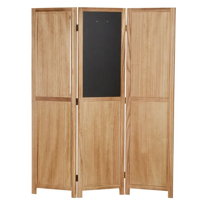 Raumteiler aus Holz mit Memoboard 120x170 cm - Paravent 3 teilig mit Wochentags-Tafelelementen - Farbe: Natur