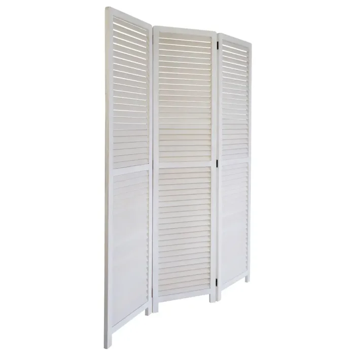 Geprüfte Retourware - Paravent Raumteiler 3-teilig, 120x170 cm - Holz komplett Holzlamellen - Farbe: Weiß