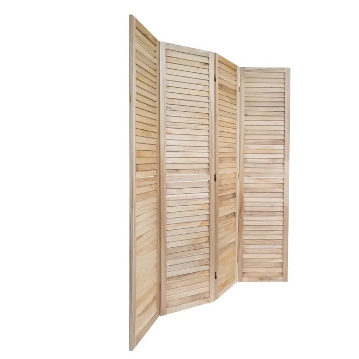 Raumteiler mit Farbnuancen 160x170 cm - Paravent 4 teilig mit diagonalen Holzlamellen - Farbe: Natur