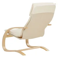 Geprüfte Retourware - Relaxstuhl – Schwingstuhl Natur mit Überhang Stoff in Creme Beige