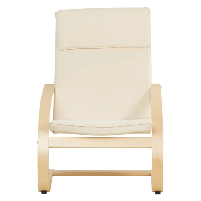 Geprüfte Retourware - Relaxstuhl – Schwingstuhl Natur mit Überhang Stoff in Creme Beige