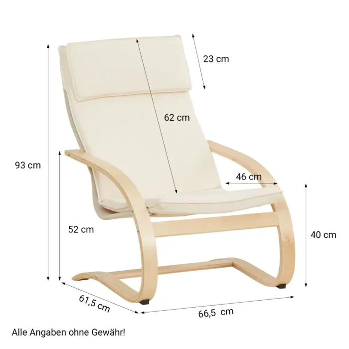Geprüfte Retourware - Relaxstuhl – Schwingstuhl Natur mit Überhang Stoff in Creme Beige