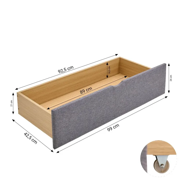 Polsterbett 120x200 - Futonbett mit zwei Bettkästen - Farbe: Grau