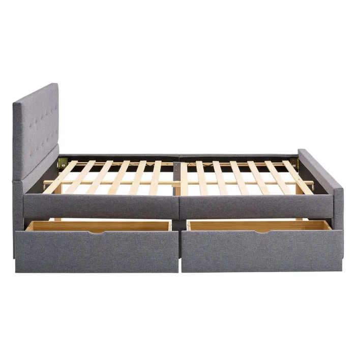 Polsterbett 120x200 - Futonbett mit zwei Bettkästen - Farbe: Grau