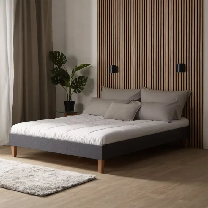 Polsterbett 180x200 - Doppelbett ohne Kopfteil - Farbe: Grau