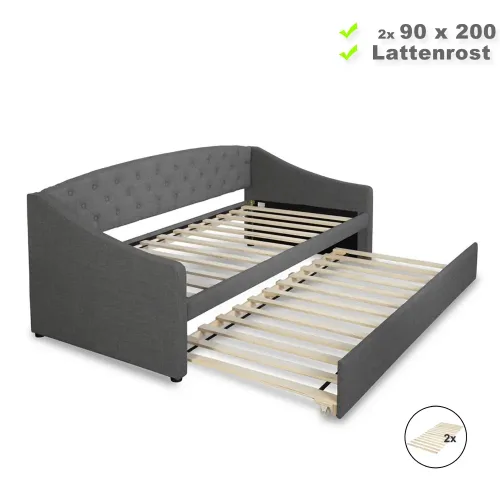 Ausziehbett 90x200 - Schlafsofa mit zweitem Bett 90x200 - Schlafcouch Polster in Grau