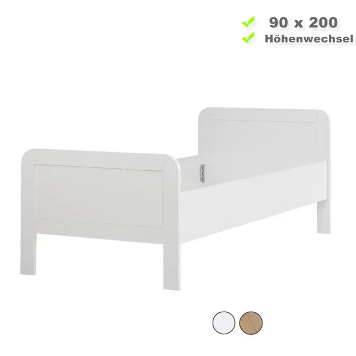 Höhenverstellbares Komfortbett 90x200 - Seniorenbett in Weiß oder Natur