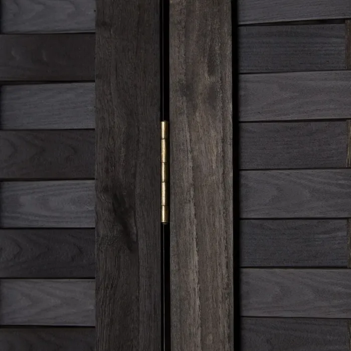 Raumteiler mit Holzstreben 120x170 cm - Paravent 3 teilig aus Holz und einem Kunststoffmuster - Farbe: Schwarz