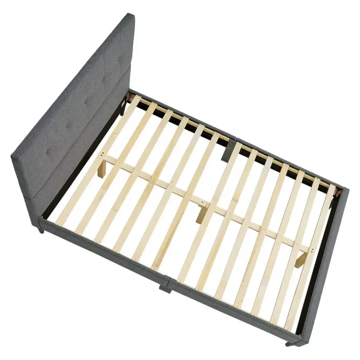 Klassisches Polsterbett 120x200 - Doppelbett mit einem hohem Kopfteil - Farbe: Grau
