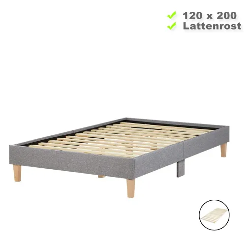 Polsterbett 120x200 - Futonbett ohne Kopfteil - Farbe: Grau