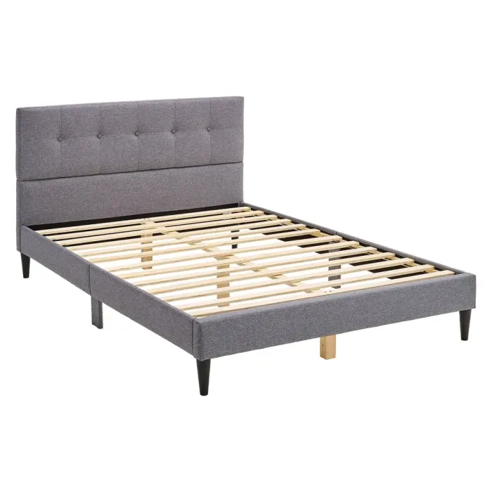 Polsterbett 140x200 - Doppelbett mit hohem Kopfteil - Farbe: Grau