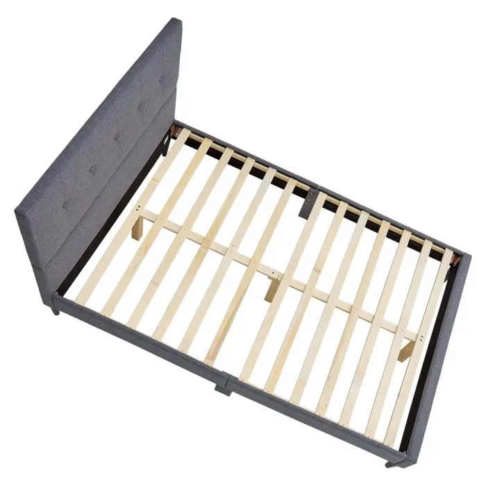 Polsterbett 140x200 - Doppelbett mit hohem Kopfteil - Farbe: Grau