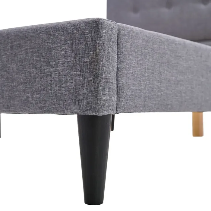 Polsterbett 140x200 - Doppelbett mit hohem Kopfteil - Farbe: Grau