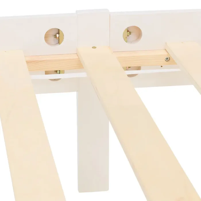 Massivholzbett 140x200 – Echtholz Doppelbett mit hohem Kopfteil – Farbe: Weiß