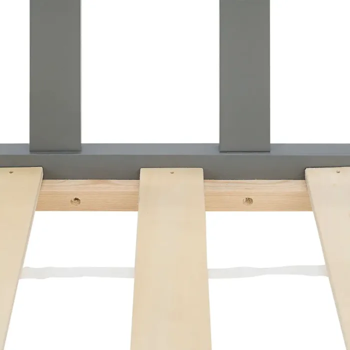 Montessori-Bett für kleine Pioniere - Vollholz-Bodenbett 90x200 für geruhsame Nächte - Farbe: Grau