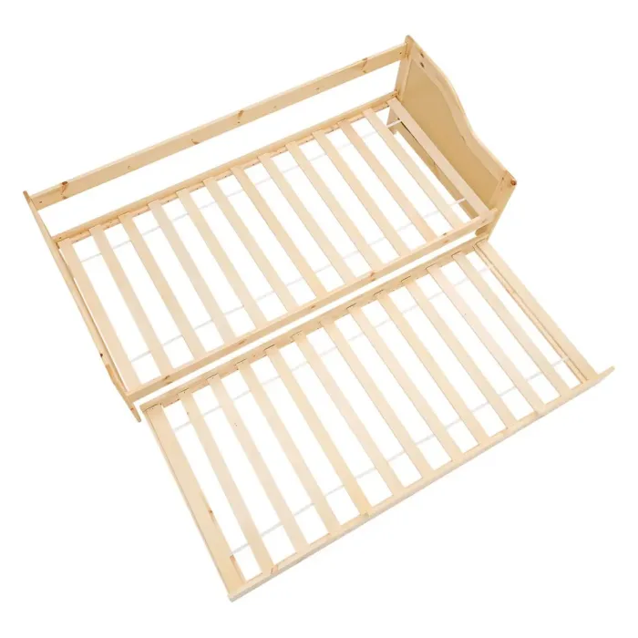 Ausziehbett aus Holz 90x200 – Bett mit zweiter Liegefläche 90x200 – Farbe: Natur