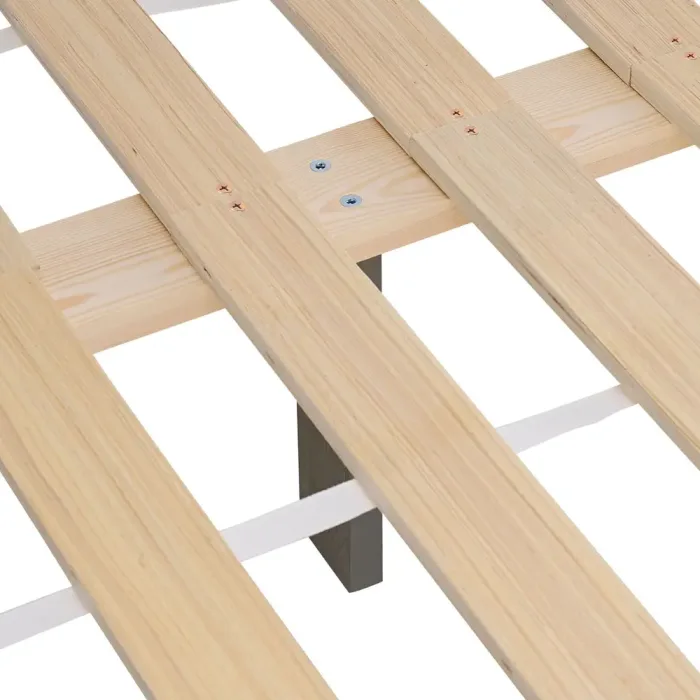 Etagenbett mit zwei Liegeflächen - 90x200 und 140x200 - Doppelstockbett aus Vollholz - Farbe: Grau