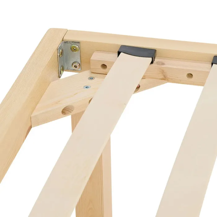 Massivholzbett ohne Kopfteil 90x200 - Palettenbett mit ergonomischem Lattenrost - Farbe: Natur