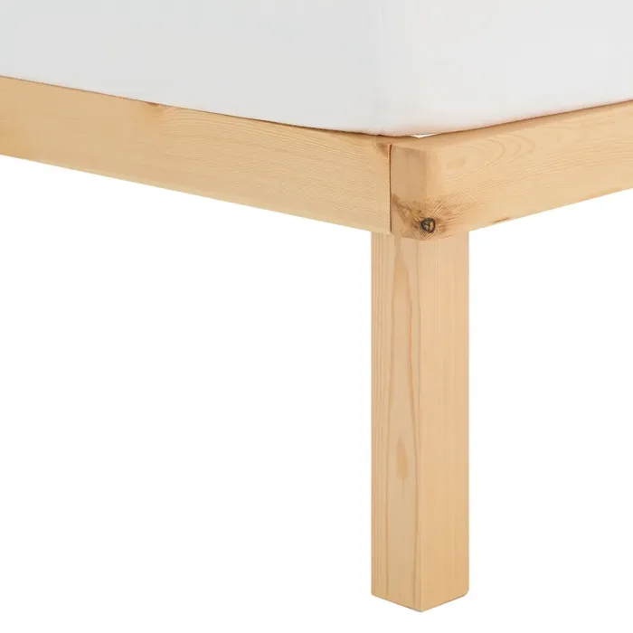 Massivholzbett ohne Kopfteil 90x200 - Palettenbett mit ergonomischem Lattenrost - Farbe: Natur