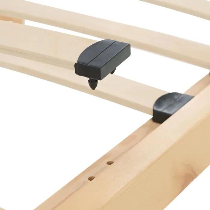 Massivholzbett ohne Kopfteil 90x200 - Palettenbett mit ergonomischem Lattenrost - Farbe: Natur