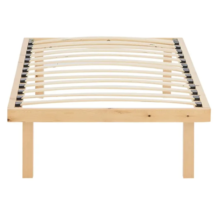 Massivholzbett ohne Kopfteil 90x200 - Palettenbett mit ergonomischem Lattenrost - Farbe: Natur