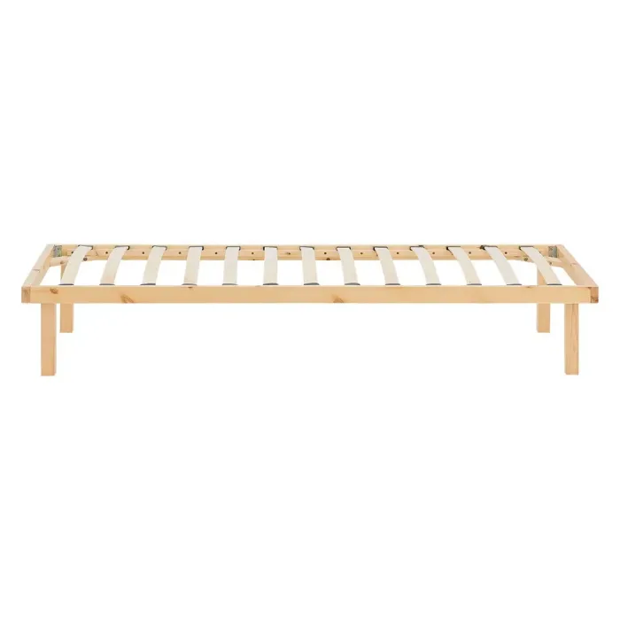 Massivholzbett ohne Kopfteil 90x200 - Palettenbett mit ergonomischem Lattenrost - Farbe: Natur